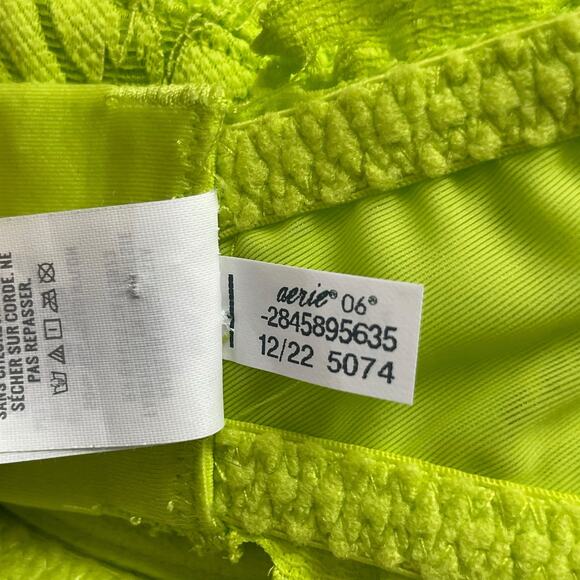 Aerie Womens Bra Size 34D Neon Yellow Lace Bandeau Bralette Strapless Underwire - Picture 7 of 10